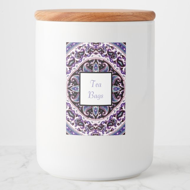 Rótulo Para Comida Rótulo de Comida de Mandala Roxo (Frente)