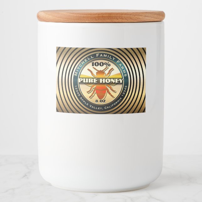 Rótulo Para Comida Rótulo de Comida Dourada da Abelha de Mel (Frente)