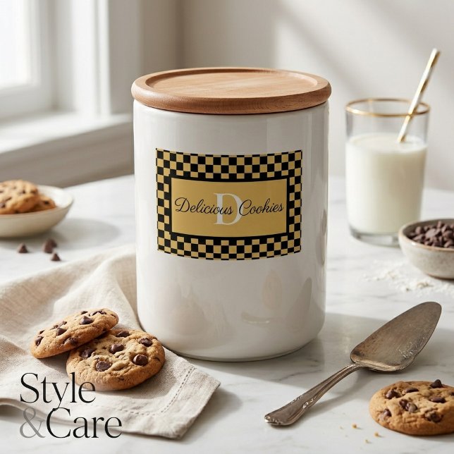 Rótulo Para Comida Rótulo de comida personalizado com monograma elega (Custom Elegant Monogram Food Label for Events)