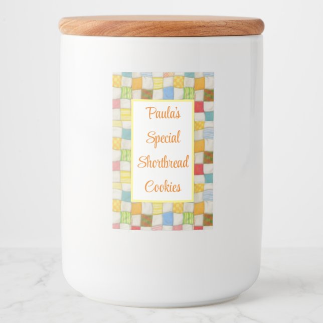 Rótulo Para Comida Rótulo do contêiner da Comida CRAZY QUILT 2"X3" (V (Frente)