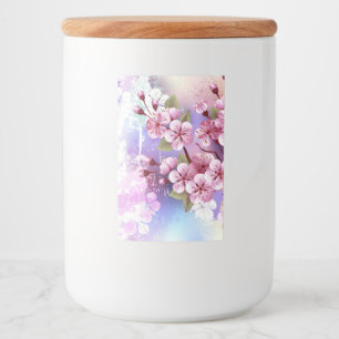 Rótulo Para Comida Sakura rosa no fundo da pintura