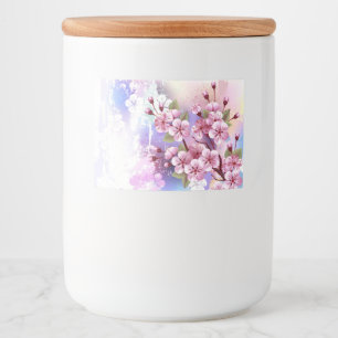Rótulo Para Comida Sakura rosa no fundo da pintura