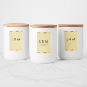 Rótulo Para Comida Salvar a Data Texto Dourado Monogramado Modelo