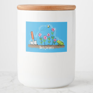 Rótulo Para Comida Sapo bonito e abelha na ilustração de desenho anim