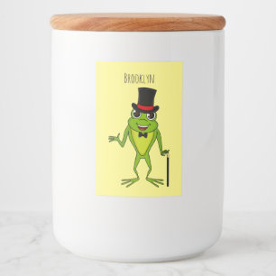 Rótulo Para Comida Sapo engraçado com um desenho de chapéu superior