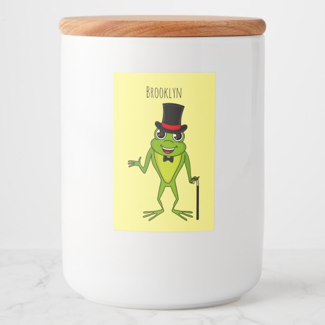 Rótulo Para Comida Sapo engraçado com um desenho de chapéu superior (Frente)