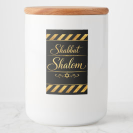 Rótulo Para Comida Shabbat Shalom Judaico Judaísmo Luxo Dourado Preto