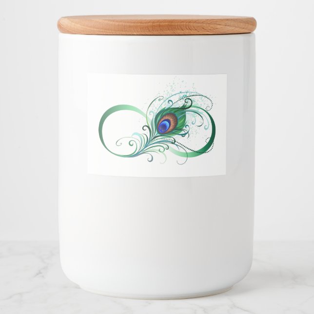 Rótulo Para Comida Símbolo Infinito com Pavão (Frente)