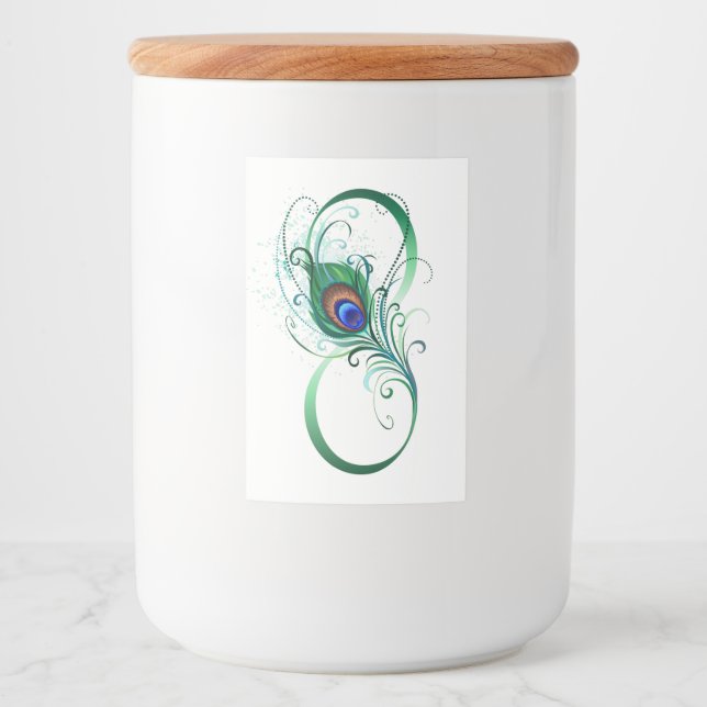 Rótulo Para Comida Símbolo Infinito com Pavão (Frente)