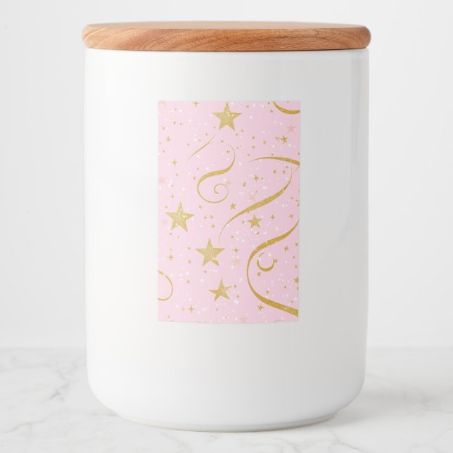 Rótulo Para Comida Stark Charm - Jar de armazenamento em estrela rosa (Frente)