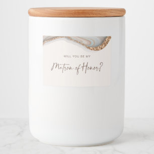 Rótulo Para Comida Stone Marble Agate Matron of Honor Candle Label