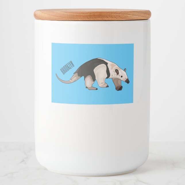Rótulo Para Comida Tamandua ilustração de desenho animado (Frente)