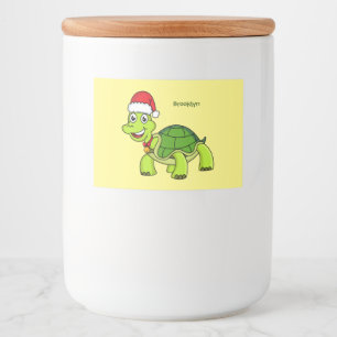 Rótulo Para Comida Tartaruga feliz bonita vestindo chapéu de Papai N