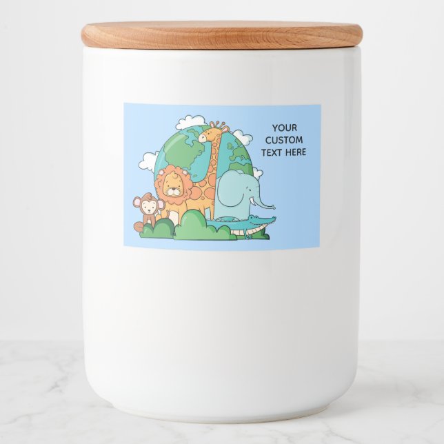 Rótulo Para Comida Terra de Texto Personalizado com Animais (Frente)