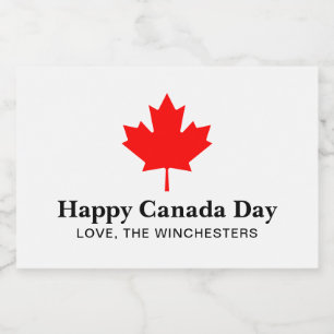 Rótulo Para Comida Texto personalizado do Dia do Canadá Feliz com fol