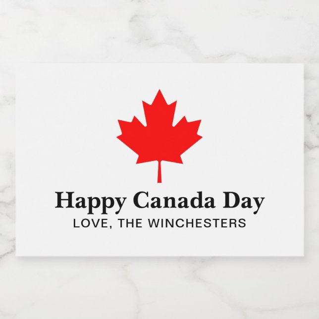 Rótulo Para Comida Texto personalizado do Dia do Canadá Feliz com fol (Rótulo Único)