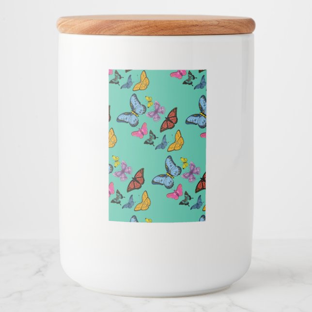 Rótulo Para Comida Textura padrão da borboleta (Frente)