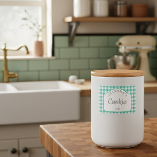 Rótulo Para Comida Tipografia Modern Girly Teal Gingham