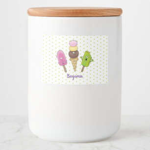 Rótulo Para Comida Trio de desenho animado de picolé de sorvete engr