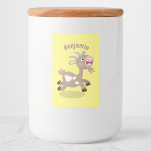 Rótulo Para Comida Um desenho animado de cabra feliz