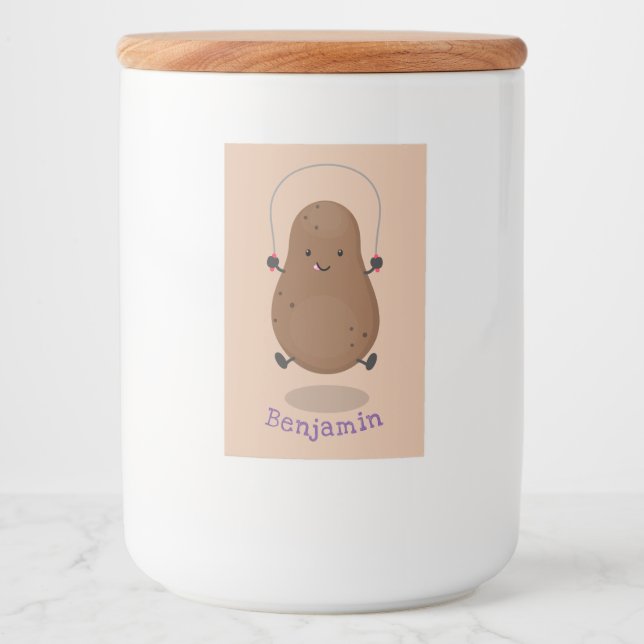 Rótulo Para Comida Um desenho animado de corda de batata feliz (Frente)