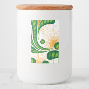 Rótulo Para Comida Um padrão artístico verde e dourado representando 