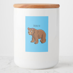 Rótulo Para Comida Urso bonito com ilustração de desenho animado de