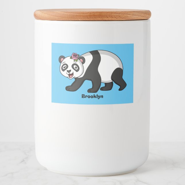 Rótulo Para Comida Urso panda bonito e feliz com desenho animado (Frente)