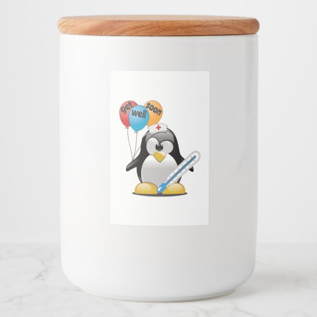 Rótulo Para Comida Vai logo. Enfermeira de pinguins. (Frente)