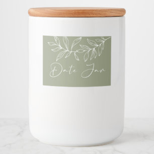 Rótulo Para Comida Vaso Noturno de Flores Boho Verde Salvia