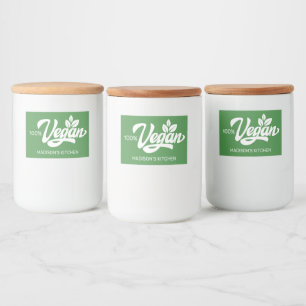 Rótulo Para Comida Vegan de nome e cor personalizado