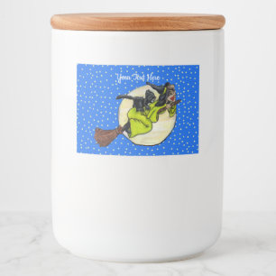 Rótulo Para Comida Vestido Verde de Bruxa Bonita em Estrelas de Lua d