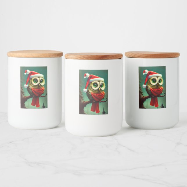 Rótulo Para Comida Vintage Owl Fúria Fúria Natal (Garrafas)