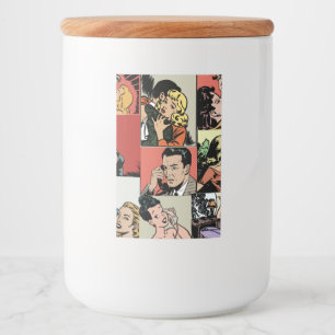 Rótulo Para Comida Vintage retro história de amor em quadrinhos