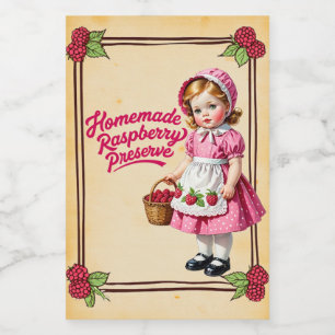 Rótulo Para Comida Vintagem de Reserva de Framboesa Homemade