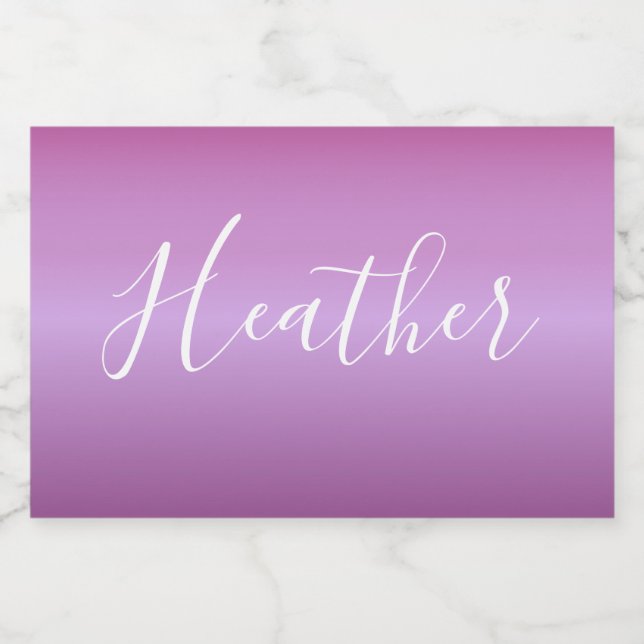 Rótulo Para Comida Violeta Roxa e Script Branco Personalizado (Rótulo Único)