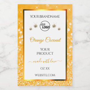 Rótulo Para Comida White Orange Glitter Product Labels Logotipo Diama