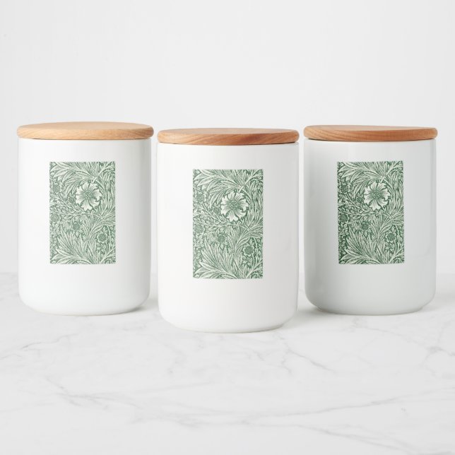 Rótulo Para Comida william morris marigold verde floral flor (Garrafas)