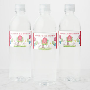 Rótulo Para Garrafa D'água Aniversário da Fazenda Personalizada de Aquarela