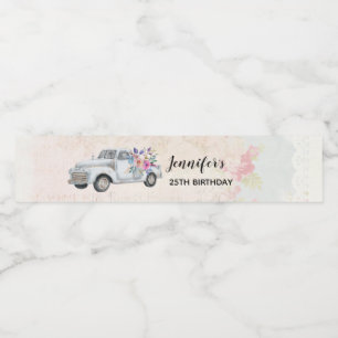 Rótulo Para Garrafa D'água Aniversário da Vintage Pickup Truck Rustic Waterc