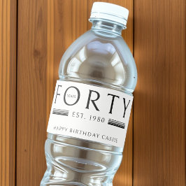 Rótulo Para Garrafa D'água Aniversário de 40 anos de quarenta anos