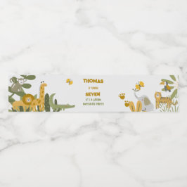 Rótulo Para Garrafa D'água Aniversário de criança de safari selvagem