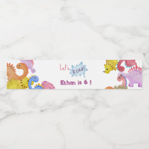 Rótulo Para Garrafa D'água Aniversário de criança do vamos Dinos