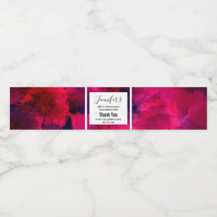 Rótulo Para Garrafa D'água Aniversário do Abstrato moderno vermelho escuro e 