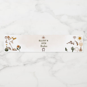 Rótulo Para Garrafa D'água Aniversário do cowboy do rodeo oeste selvagem