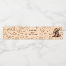 Rótulo Para Garrafa D'água Aniversário do cowboy oeste selvagem