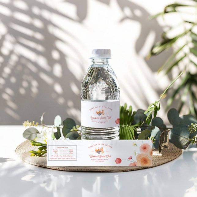 Rótulo Para Garrafa D'água Bikinis e Bellinis da Solteirona (Criador carregado)