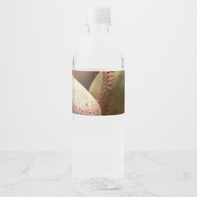 Rótulo Para Garrafa D'água Bolas de Baseballs e Luva (Frente)