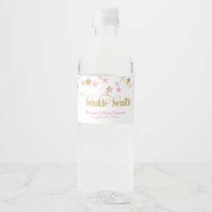 Rótulo Para Garrafa D'água Brilho Brilho Estrela Pequena Rosa & Dourado