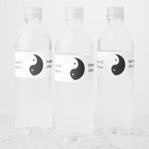 Rótulo Para Garrafa D'água Casamento De Design Branco E Preto Yin Yang